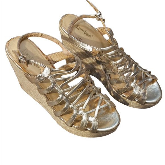 Limelight Metallic Gold Wedge Sandals - Picture 1 of 6